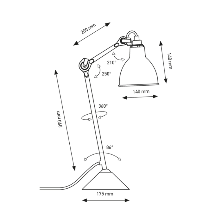 Lampe à poser GRAS N°205 Noir DCW EDITIONS