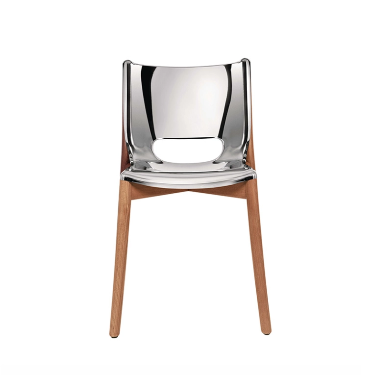 Chaise POÊLE Inox brillant/ hêtre brun ALESSI