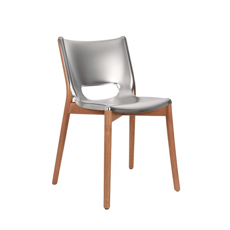 Chaise POÊLE Inox satiné/ hêtre brun ALESSI