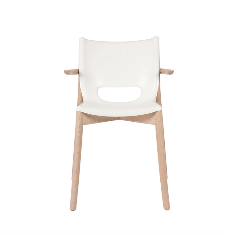 Chaise POÊLE avec accoudoirs Blanc/ hêtre naturel ALESSI