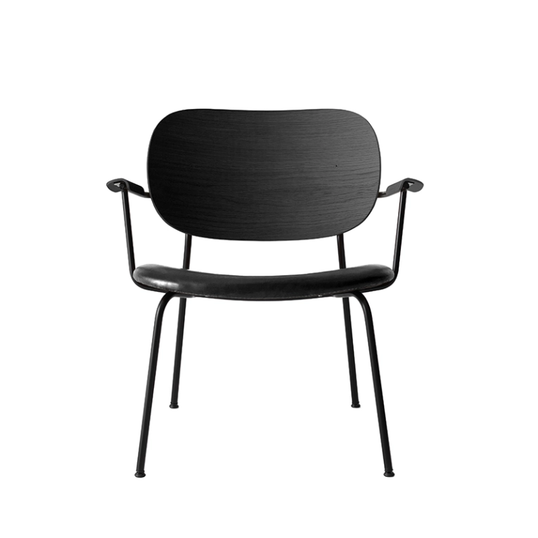 Fauteuil CO LOUNGE CHAIR assise cuir Cuir noir 0842/ chêne noir AUDO COPENHAGEN