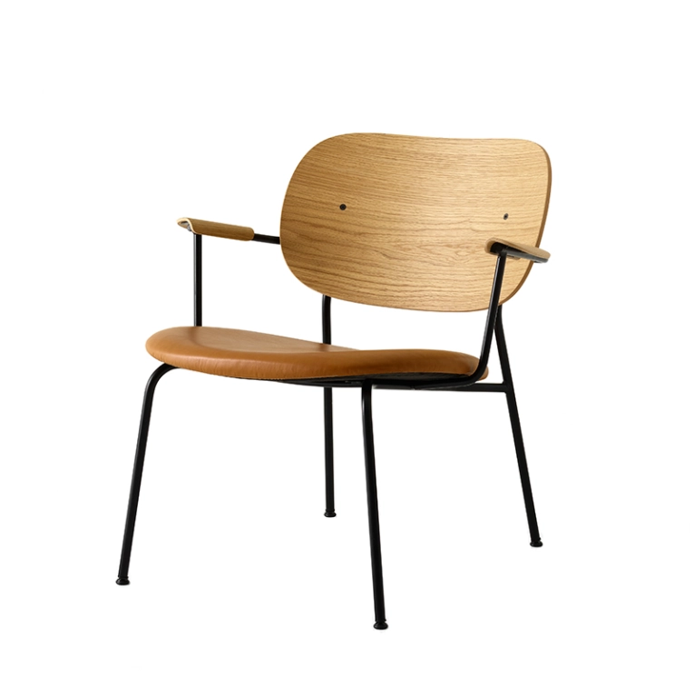 Fauteuil CO LOUNGE CHAIR assise cuir Cuir cognac 0250/ chêne naturel AUDO COPENHAGEN
