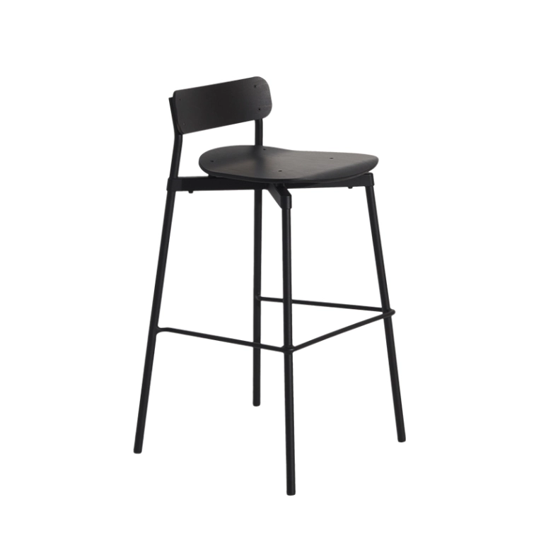 Tabouret haut FROMME Bois H75 Noir PETITE FRITURE