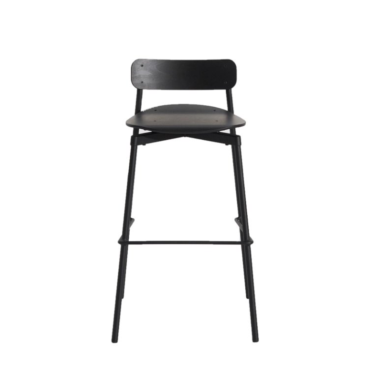 Tabouret haut FROMME Bois H75 Noir PETITE FRITURE