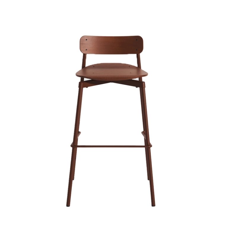 Tabouret haut FROMME Bois H75 Marron rouge PETITE FRITURE