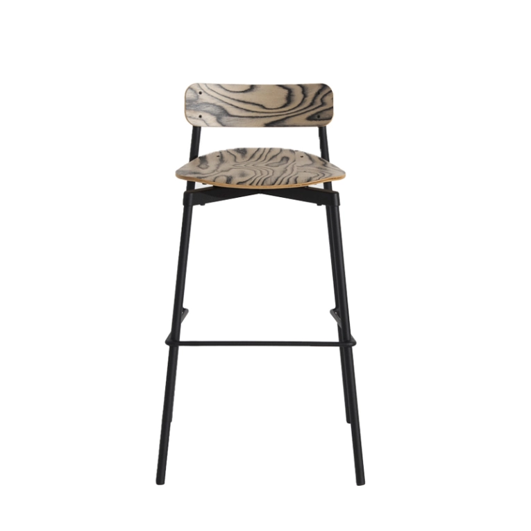 Tabouret haut FROMME Bois H75 Alpi/ noir PETITE FRITURE