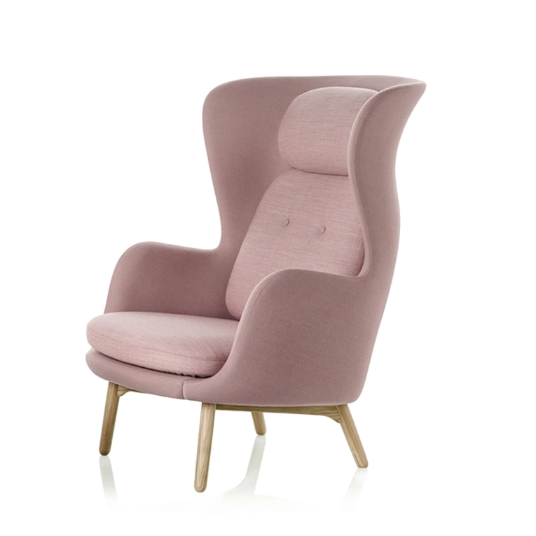 Fauteuil RO pieds bois Rose clair    Steelcut 605  Canvas 614 FRITZ HANSEN