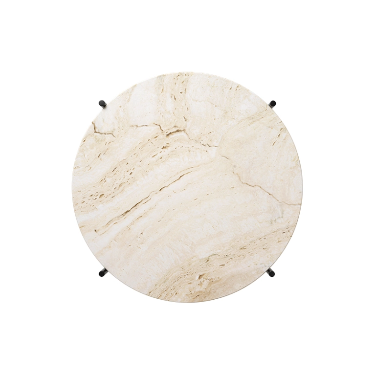 Table basse TS COFFEE Ø 55 Travertin blanc neutre GUBI