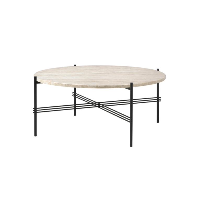 Table basse extérieur TS TRAVERTIN Ø 80 Blanc neutre outdoor GUBI