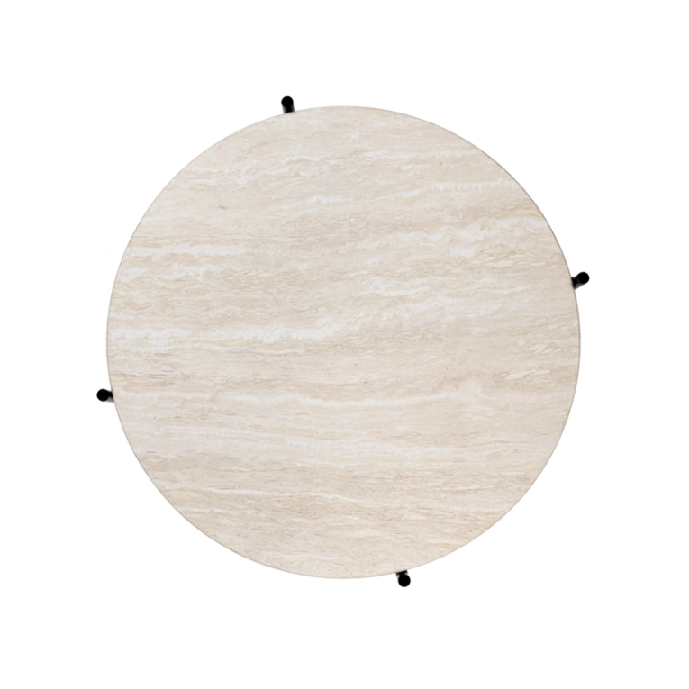 Table basse extérieur TS TRAVERTIN Ø 80 Blanc neutre outdoor GUBI