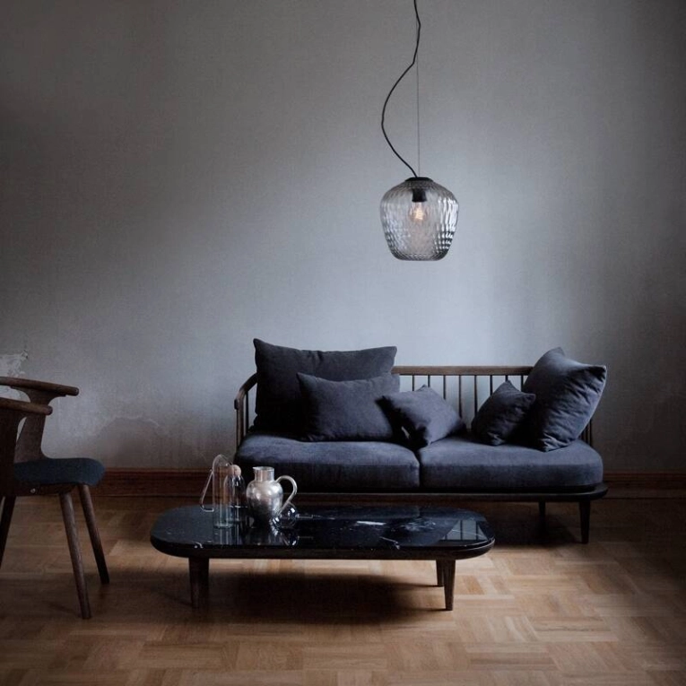 Table basse FLY SC5 120x60 Marbre Marquina noir/ chêne fumé AND TRADITION