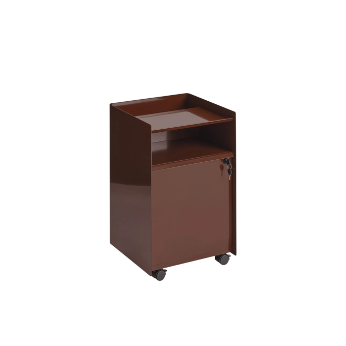 Desserte FOLDED avec tiroir et serrure H 61,5 Rouge foncé MUUTO