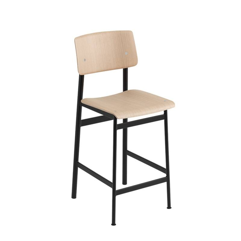 Tabouret haut LOFT COUNTER STOOL H65 Noir / chêne MUUTO