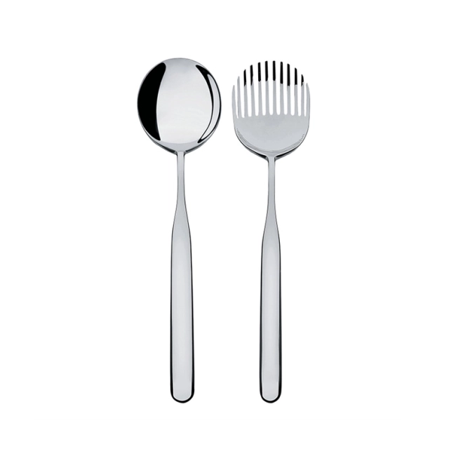 Couverts à Salade Vintage – Manche Teck, Inox, Long 33,5 Cm, Lot De 2