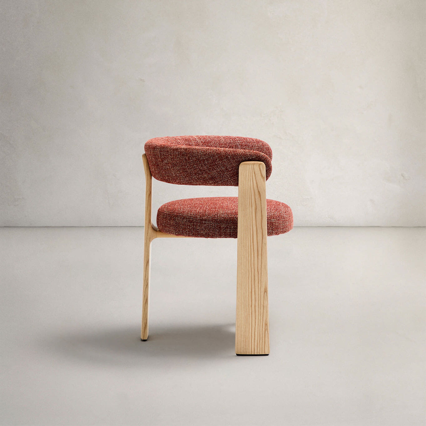 Chaise Hera tissu chenille pied travertin