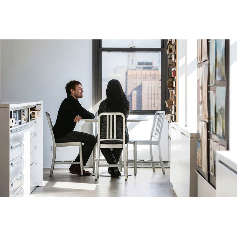 Dining Chair 1006 NAVY CHAIR Brushed aluminium EMECO | SILVERA