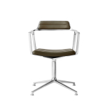 SWIVEL CHAIR 452 on gliders Bosco green leather / Polished aluminium