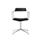 SWIVEL CHAIR 452 on gliders Black leather / Polished aluminium