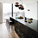 HIGH STOOL Black beech/black leather