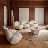 PACHA 3 places avec accoudoirs du milieu Belsuede 007 avorio