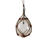 Suspension BOLLICOSA NAUTILUS Ø 50 Verre rose transparent / nœuds rouille