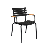 Chaise RECLIPS accoudoirs bambou Noir