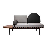 Banquette GRID Gris 133  Cuir noir, gris