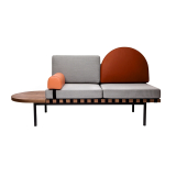 Banquette GRID Gris 133  Cuir brique, corail