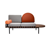 GRID bench seat Grey 133 Brick leather, coral