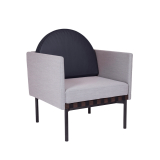 GRID avec coussin cuir Gris 133  Coussin bleu foncé