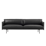 OUTLINE 3 seater leather Black