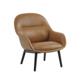 FIBER LOUNGE pieds bois Cuir cognac/ noir