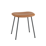 FIBER STOOL Steel legs leather seat Cognac