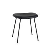 FIBER STOOL Steel legs leather seat Black