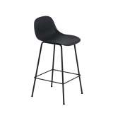 FIBER BAR STOOL with backrest Steel legs H65 Black
