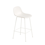 FIBER BAR STOOL with backrest Steel legs H65 White