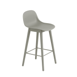 FIBER BAR STOOL with backrest wooden legs H65 Grey