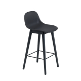 FIBER BAR STOOL with backrest wooden legs H65 Black