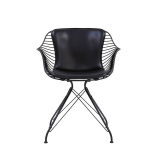 WIRE DINING CHAIR Black/ Black Elegance leather