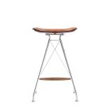 WIRE BARSTOOL LOW Chrome/ Cuir Elegance Whiskey