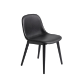 FIBER CHAIR wood legs leather shell Black
