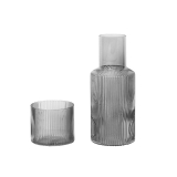 RIPPLE carafe and glass set Smoked grey