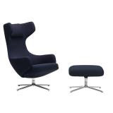 GRAND REPOS & OTTOMAN tissu Credo bleu foncé/ noir