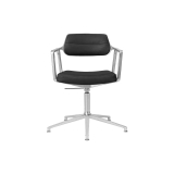 SWIVEL CHAIR 453+ à patins Cuir noir / Aluminium poli