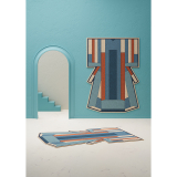 Tapis INÈS Bleu/Terracotta