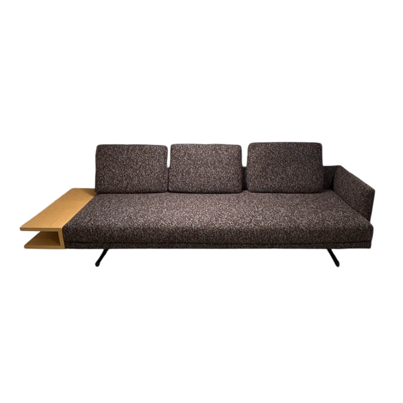 STEEVE LOU 3-seater sofa with left oak side shelf