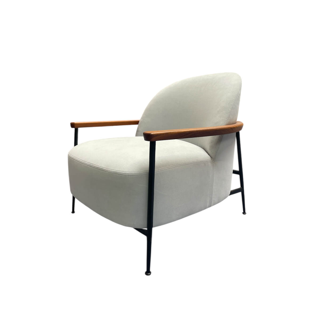 SEJOUR Tissu Bleu Ciel / accoudoirs Noyer