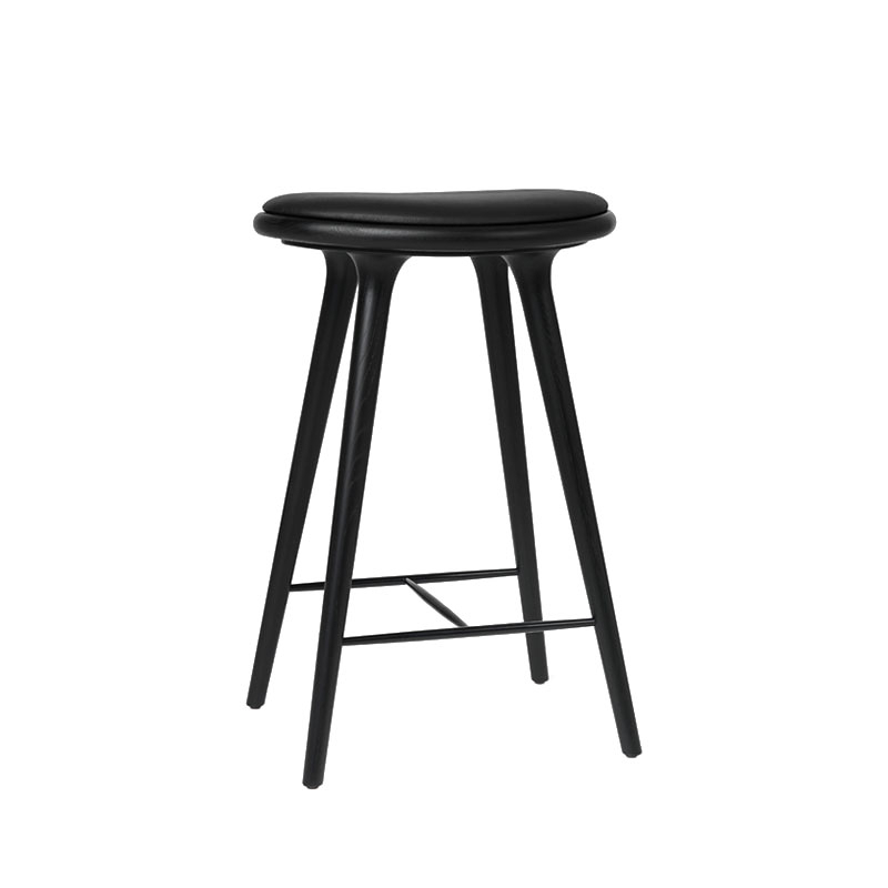 HIGH STOOL Black stained oak/black leather