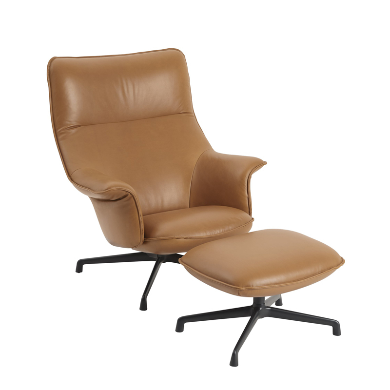 DOZE LOUNGE base pivotante Cuir cognac/ noir