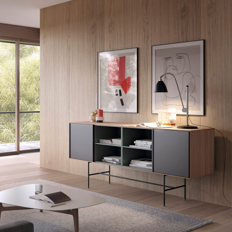 AURA  L 196 x H 98 Noyer / Vert mousse / Graphite